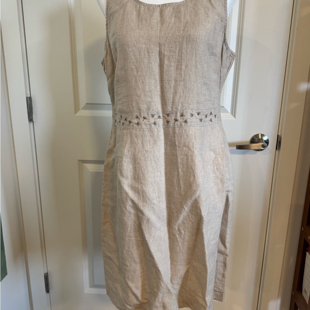 L.L. Bean Linen Beige Dress